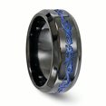 thumbnail image 4 of Edward Mirell Black Titanium Blue 9mm Ring Wedding Man Fancy Designed  For Dad Mens  For Him, 4 of 10