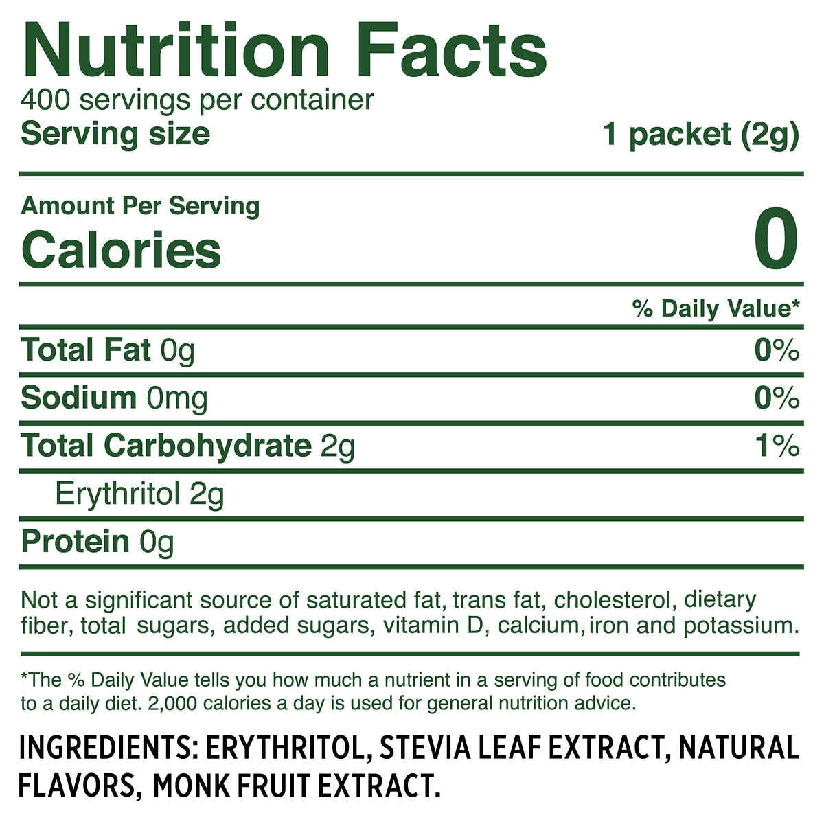(400 Packets) Whole Earth Zero Calorie Sweetener