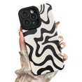 thumbnail image 1 of Sayoaho Diseñado Para Iphone 13 Pro Max Funda De Teléfono Suave De Piel Sintética Tpu Y Lindo Arte Ondulado Pintado Para Mujeres Y Niñas, Protector Delgado A Prueba De Golpes, Compatible Con Funda Par, 1 of 5