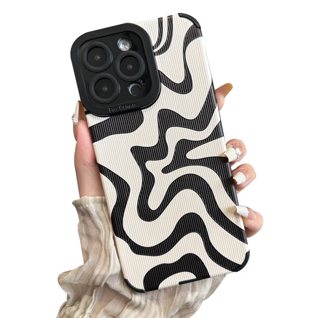Sayoaho Diseñado Para Iphone 13 Pro Max Funda De Teléfono Suave De Piel Sintética Tpu Y Lindo Arte Ondulado Pintado Para Mujeres Y Niñas, Protector Delgado A Prueba De Golpes, Compatible Con Funda Par