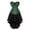 Green, variant on Women Steampunk Brocade Lace Up Boned Bustiers Corset with Skirt Party Set Black XXS