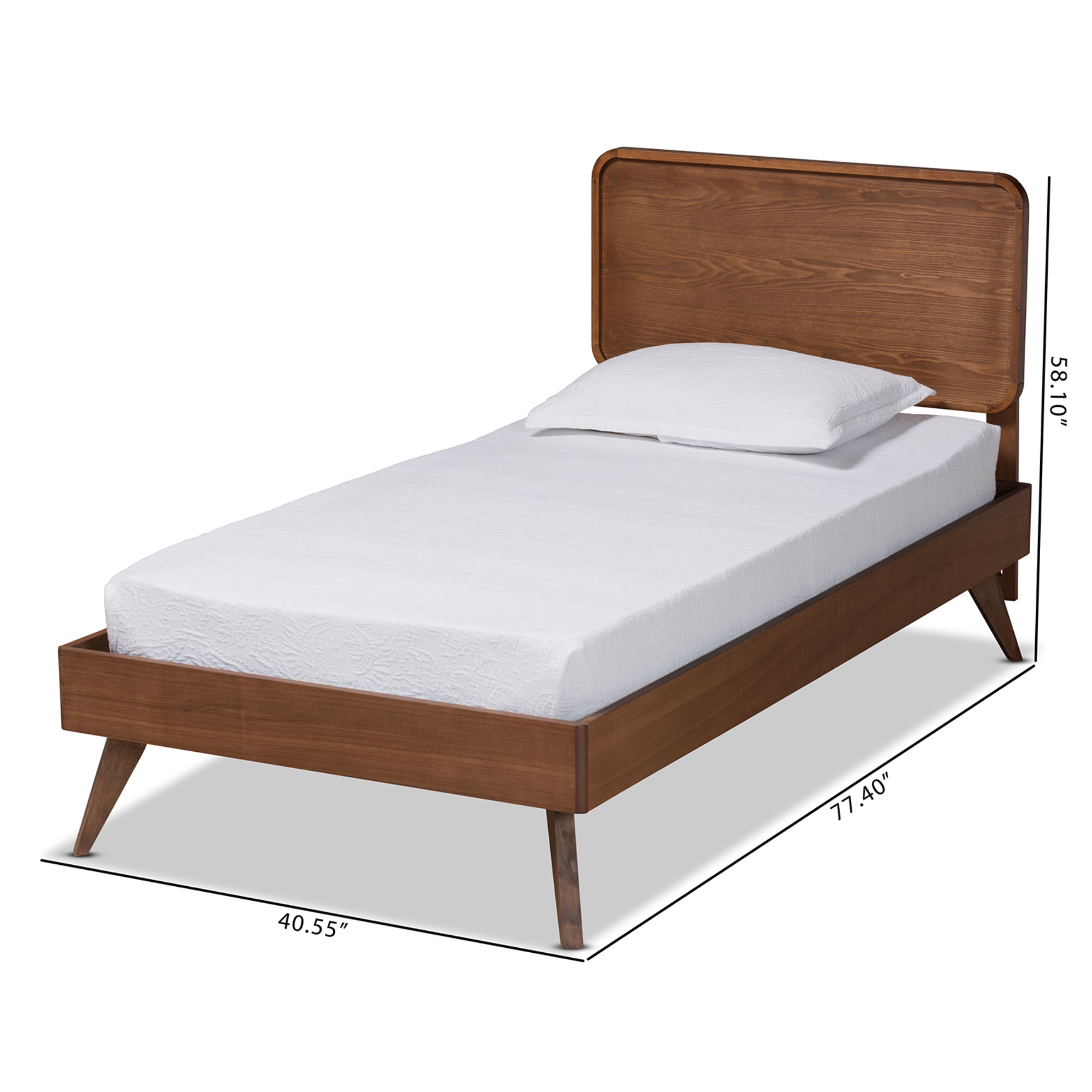 Baxton Studio Leola Mid-Century Engineered Wood Platform Bed, Twin, Walnut Brown