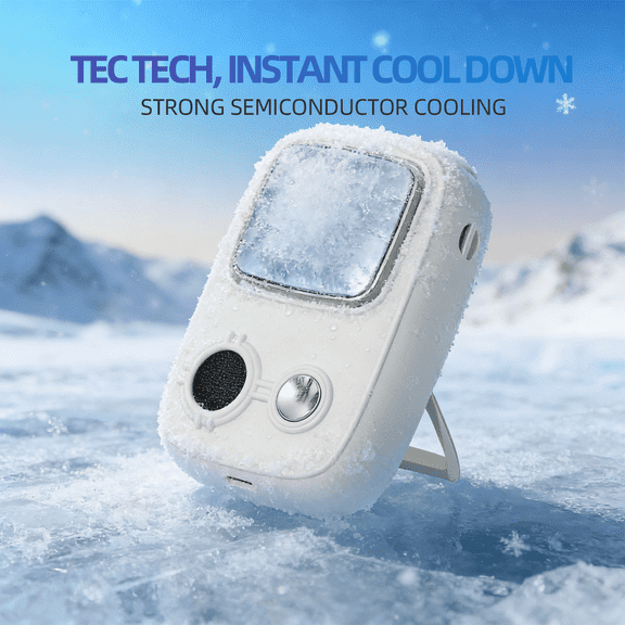 Mini Handheld Ice Fan with Semiconductor Cooling, Rechargeable 12H Battery, 3-Speed Strong Airflow, Portable Travel Fan for Outdoor Camping Hiking Summer