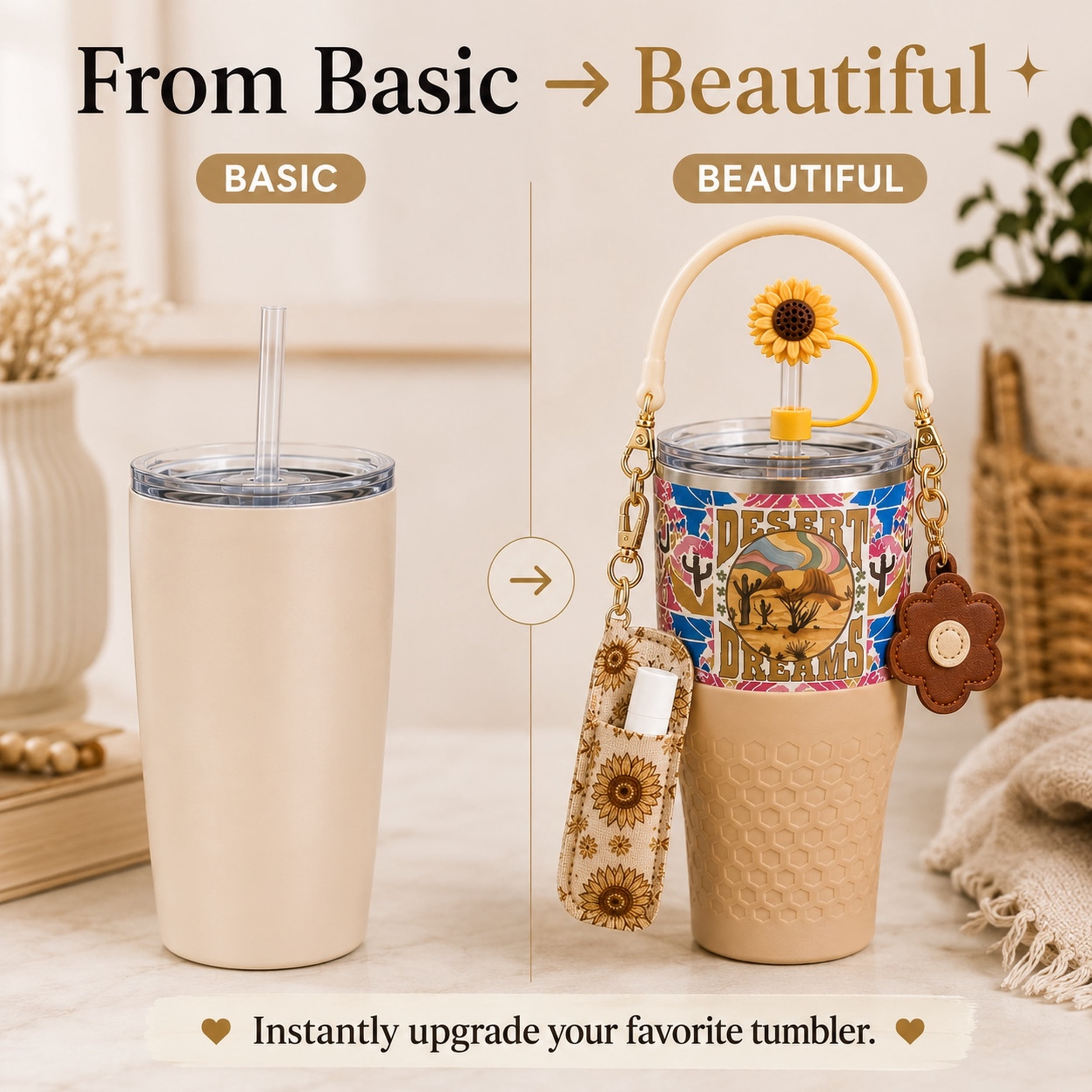 Biddlebee Cream Hive Kit 6-Piece Tumbler Accessory Set