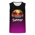 thumbnail image 4 of Aueoeo Mens Beach Tank Top Summer Graphic Sunset Palm Tree Printed T-Shirt Casual Vacation Hawaii Holiday Sleeveless Tee Shirt Gym Workout Tanks S-XXL Hot Pink, 4 of 4