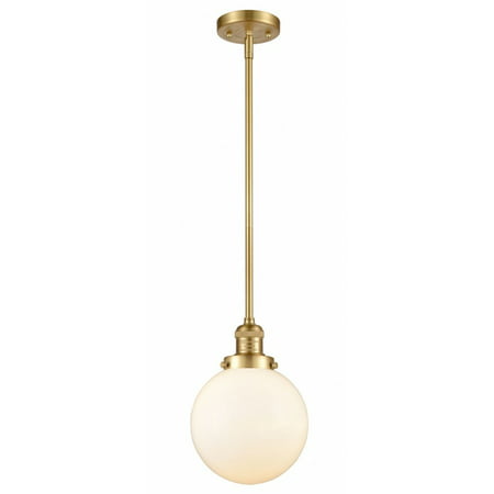 

201S-SG-G201-8-LED-Innovations Lighting-Beacon - 3.5W 1 LED Stem Hung Mini Pendant In Industrial Style-11.5 Inches Tall and 8 Inches Wide Satin Gold