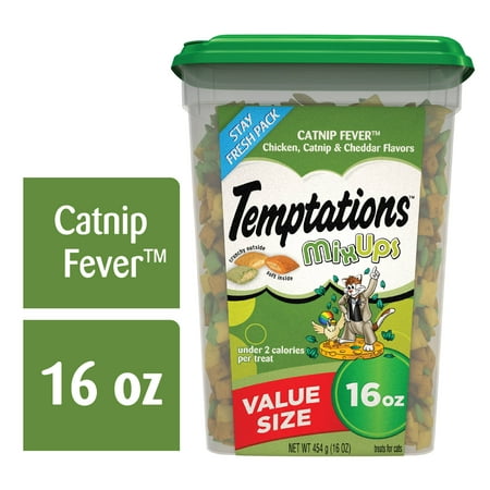 TEMPTATIONS MIXUPS Crunchy and Soft Cat Treats Catnip Fever Flavor, 16 oz.