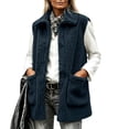 thumbnail image 4 of Staron Women's Sleeveless Vests for Women Casual Basic Collared Button Down Loose Fit Fall Winter Coat Jacket Vest, Navy M, 4 of 7