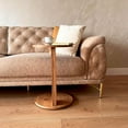 thumbnail image 3 of Ultimate Premium Products C-Shaped End Table with Rolling Wheels, Brown, 3 of 5
