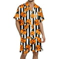 thumbnail image 3 of Men's Printed Halloween Shirt Short Sleeve V Neck CasualShort Sleeve Button Down Sleepwear Comfortable Button Full Print Casual Shirt for Mens,#12 XL, 3 of 4