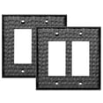 thumbnail image 1 of Monarch Abode 2-Gang Rocker Wall Plate, Hand Hammered Decorator Metal Switch Wall Plate, Decorative Light Switch Cover Plate for Electrical Outlet, Matte Black, Pack of 2, 1 of 5