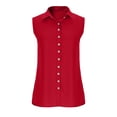 thumbnail image 5 of Women Collared Button down Blouse Sleeveless Cotton Linen Casual Loose Fit Tank Tops Dressy Business Casual Summer Shirts M, 5 of 8
