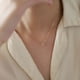 thumbnail image 3 of Collar de plata de ley S925 con anillo doble de diamantes pequeños, temperamento muy fino, cadena de clavícula simple, regalo, 3 of 5