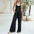 thumbnail image 3 of Maean Women's Casual Loose Jumpsuits Sleeveless Button Tied Wide Leg Long Pants Rompers Overalls with Pockets, 3 of 6