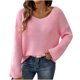 thumbnail image 2 of Suéter de cuello redondo para mujer, suéter holgado con hombros descubiertos y mangas acampanadas, suéter de cuello redondo para mujer, suéter para mujer, 2 of 3