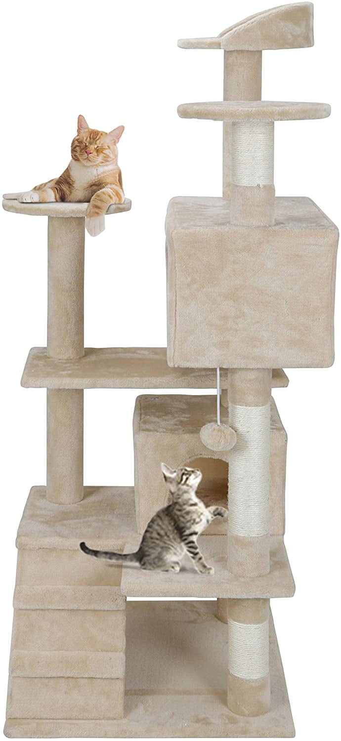 Nova Microdermabrasion 52 Inches Cat Tree Furniture Kittens Activity Tower with Scratching Posts Kitty Pet Play House