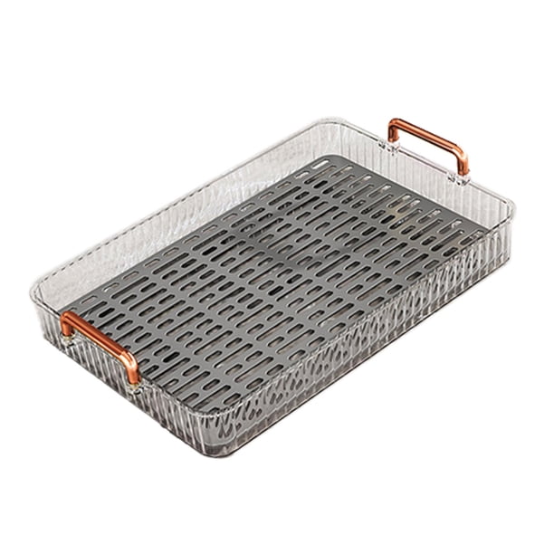 Bandeja para servir con asas, bandeja escurridora, fácil de limpiar, estilo lujoso, bandeja para postres, té Pequeño blanco