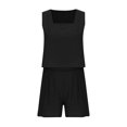 thumbnail image 5 of Patlollav Womens 2 Piece Outfits Sleeveless Crop Top Shorts Set With Pockets, 5 of 6