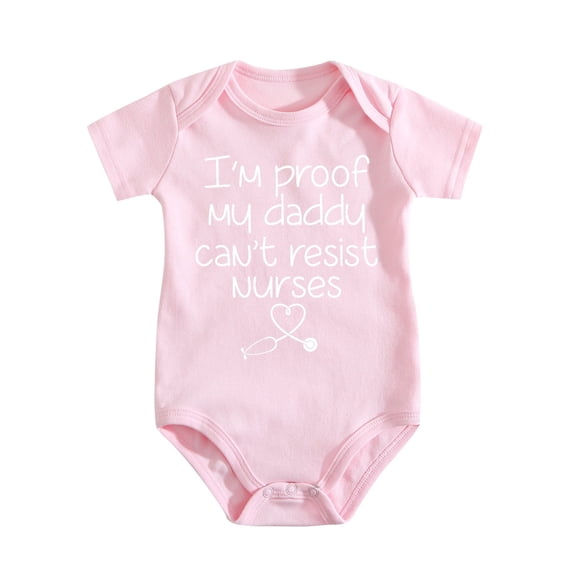 Im Proof My Daddy Cant Resist Nurses Baby Bodysuit Cotton Romper Infant Newborn Medium Pink-style 3-6M