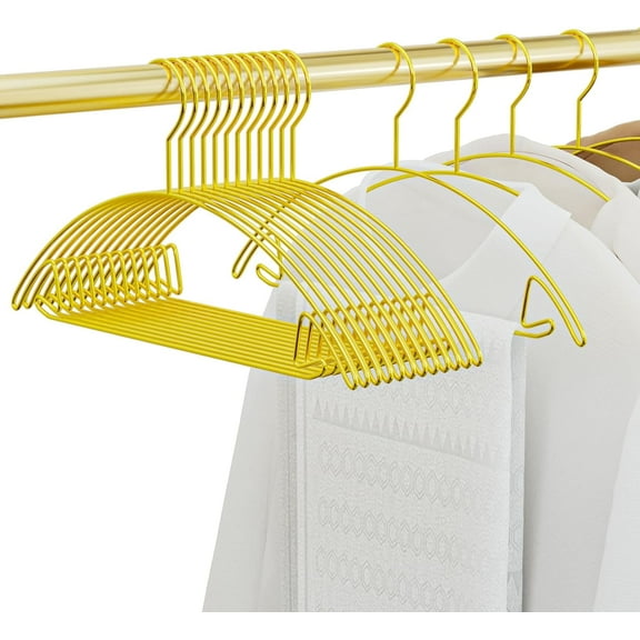SPECILITE Metal Coat Hangers, 15 Pack No Shoulder Bump Clothes Hangers, Space-Saving  for Suit, Sweaters, Jackets, Pants - Gold