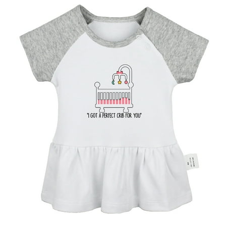 

iDzn I Got A Perfect Crib For You Funny Dresses For Baby Newborn Babies Skirts Infant Princess Dress 0-24M Kids Graphic Clothes (Gray Raglan Dresses 0-6 Months)