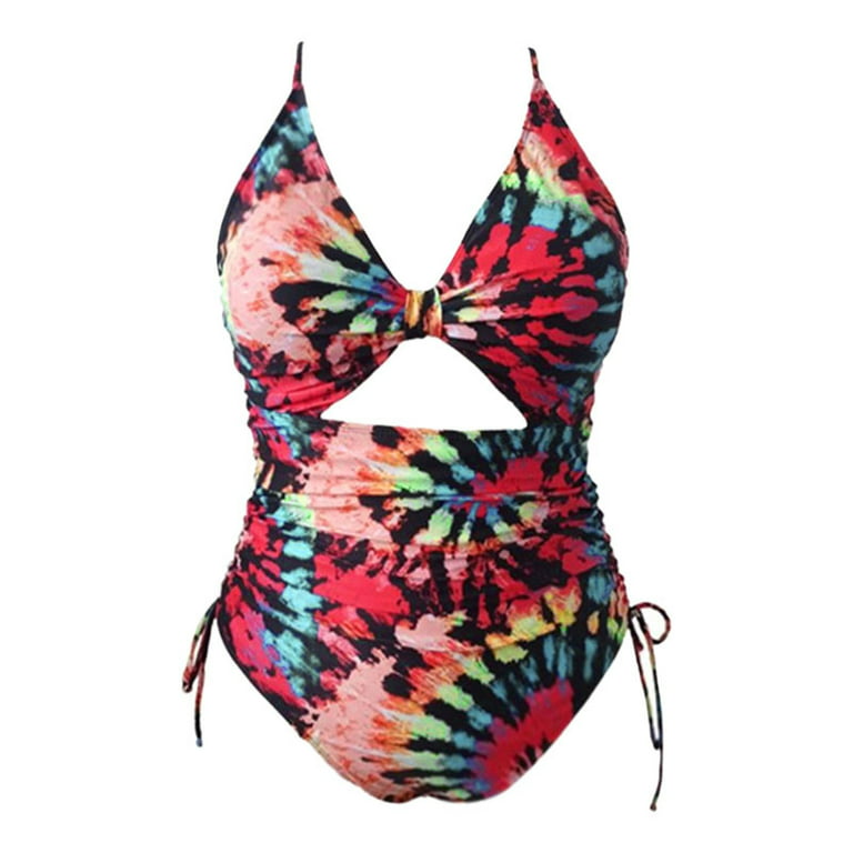 Ruidigrace One Piece Swimsuit for Women Fashion Plus Size Printed Backless  Swimmwear Bathing Suit 