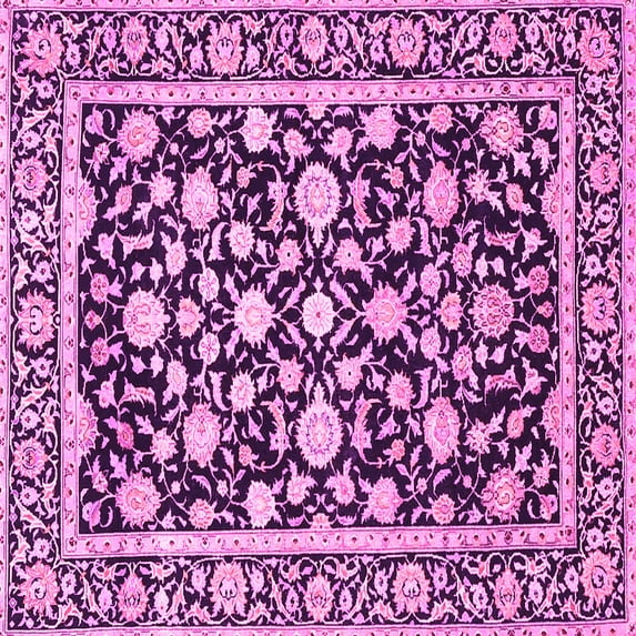 Ahgly Company Indoor Square Persian Pink Traditional Area Rugs, 7' Square