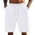 thumbnail image 4 of Mens Swim Trunks CLASSIC WEAR BEST STYLE 1979 Men's Solid Color Striped Multi-Pocket Casual Shorts Loose Fit Crop Pants with Drawstring Summer Daily Essentials White 3XL, 4 of 4