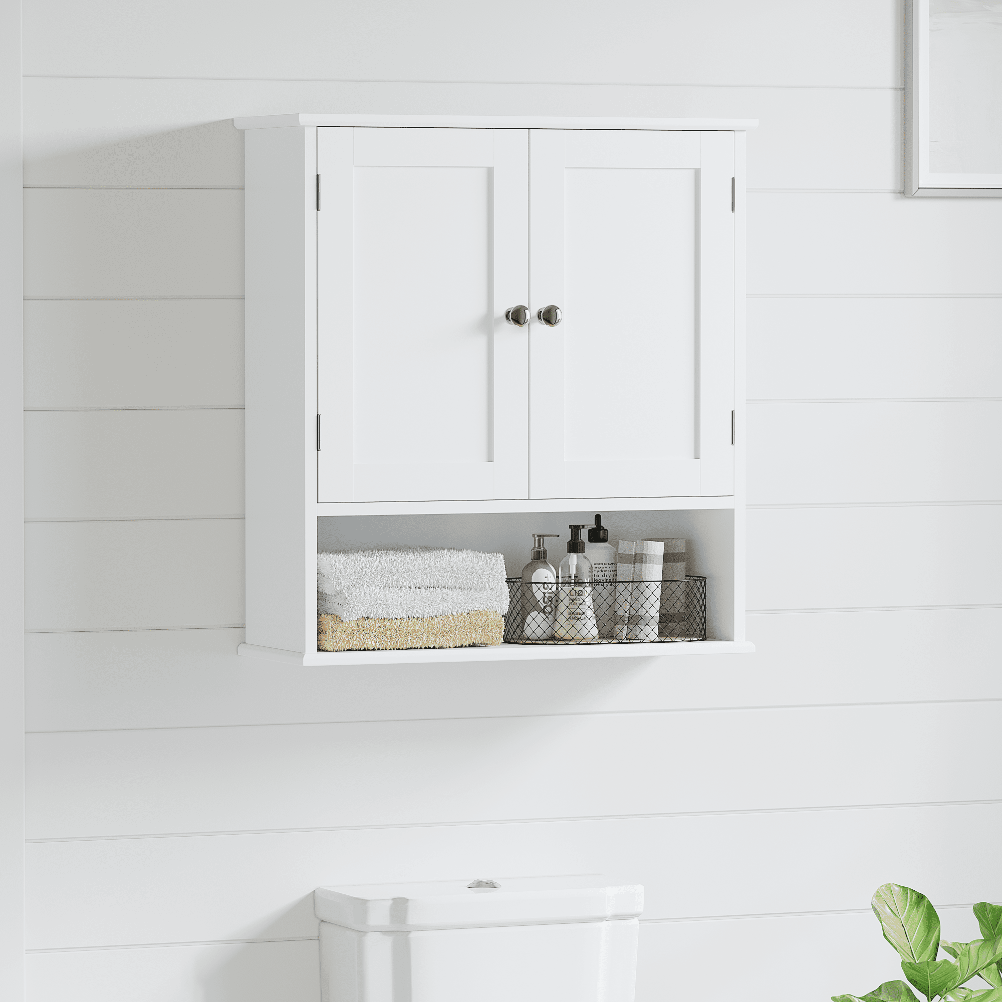Bathroom Cabinet Wall Mount,3-Tier Medicine Cabinet Storage Organizer with Adjustable Shelves for Bathroom,Kitchen,Entryway,White