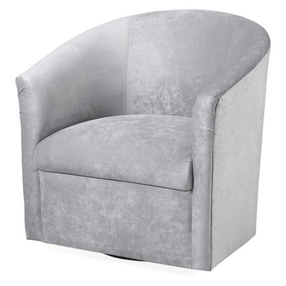 Bowery Hill Transitional Microfiber Swivel Accent Chair in Gray