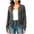 thumbnail image 3 of CYRBOKO Women's Zip Up Bomber Jackets, V Neck Casual Lightweight Thumb Hole Cuffs Long Sleeve Tops Fall Outerwear with Pockets Gray Size S-2XL, 3 of 7