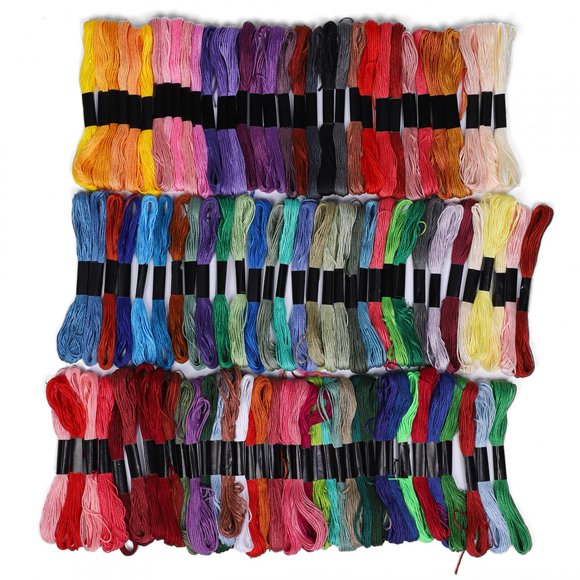 100 Skeins Rainbow Color Embroidery Thread Cross Stitch Threads Sewing Tools Craft Floss Embroidery Starter Kit for Beginners DIY