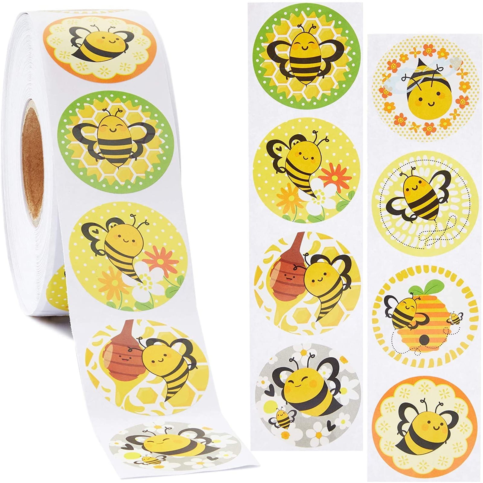 1.5 round 30 honey bumble bee stickers