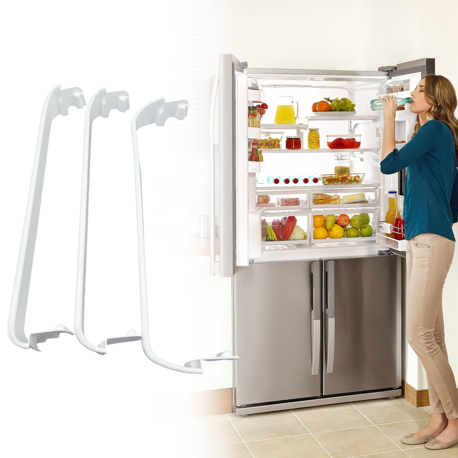Permanent ABS Refrigerator Door Shelf Replacement Direct current Multiple Models 3/4" Height 4 " Depth White Planner Rack
