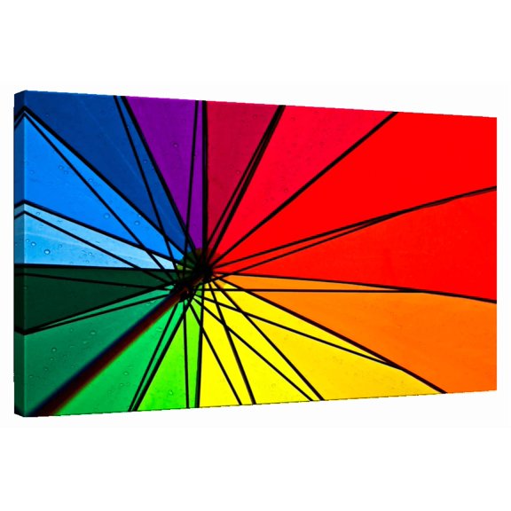 Elephant Stock Multicolored Umbrella Wall Art - Horizontal Canvas Wall Art - Living Room Wall Decor - Decor Elements Canvas - Red And Yellow Decor - 12" x 8"