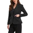 thumbnail image 4 of Blazer a rayas INSPIRE CHIC para mujeres, con solapa de muesca, un botón, mangas largas, chaquetas de traje de oficina XL en negro, 4 of 6