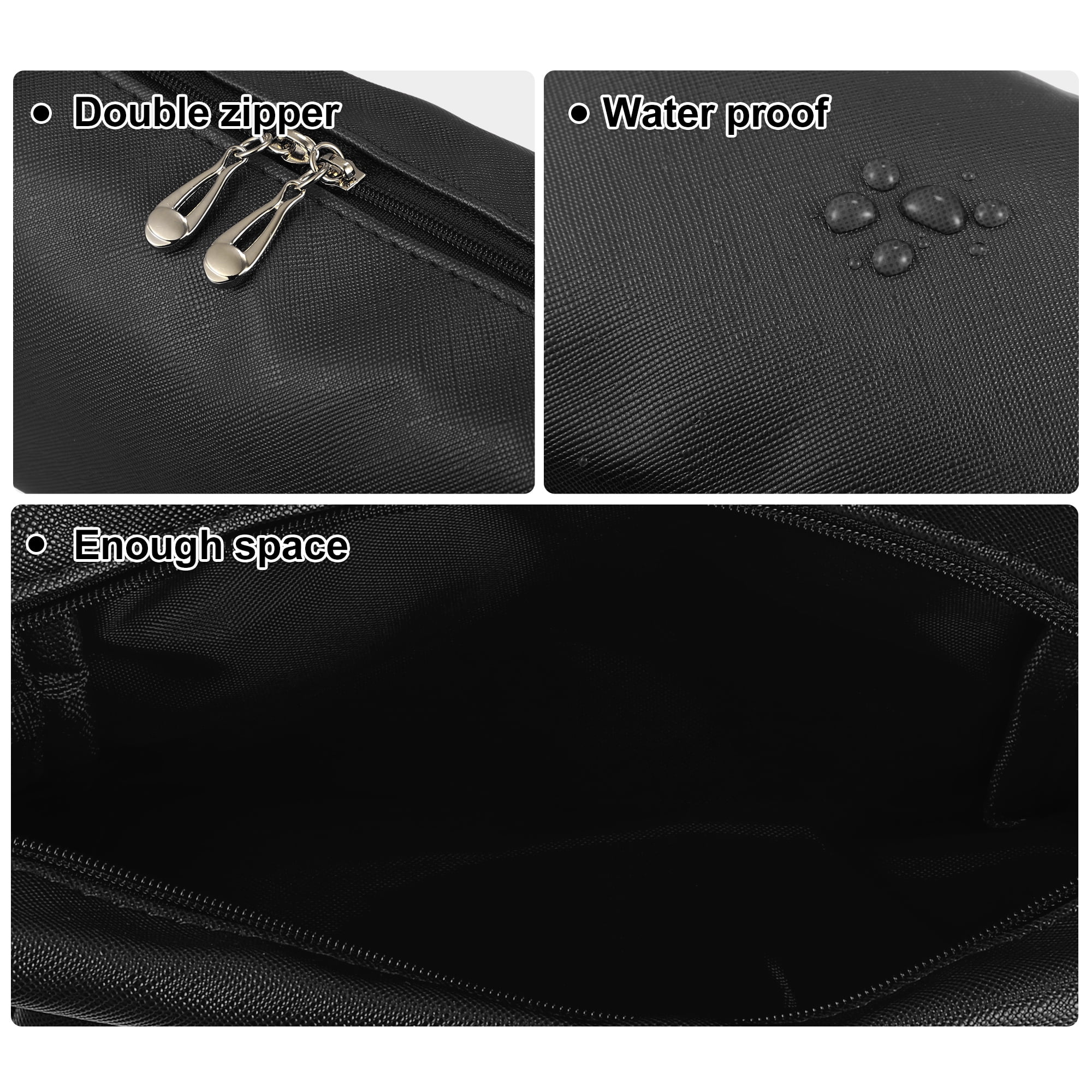 Unique Bargains Floral Makeup Bag Zipper Flower Cosmetic Pouch Black