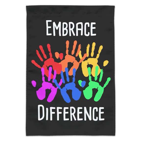 Embrace Difference Autism Hand Prints Garden Yard Flag