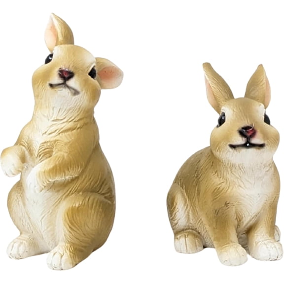 Resin Rabbit Figurines Set of 2 – Bunny Statues for Home, Garden, Easter & Farmhouse Decor