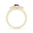 thumbnail image 2 of ANGARA Natural Classic Round Amethyst and Diamond Three Stone Ring in 14K Yellow Gold for Women (Size-6mm) | February Birthstone, Birthday, Anniversary, Jewelry Gift for Women | Natural Amethyst Ring, 2 of 9
