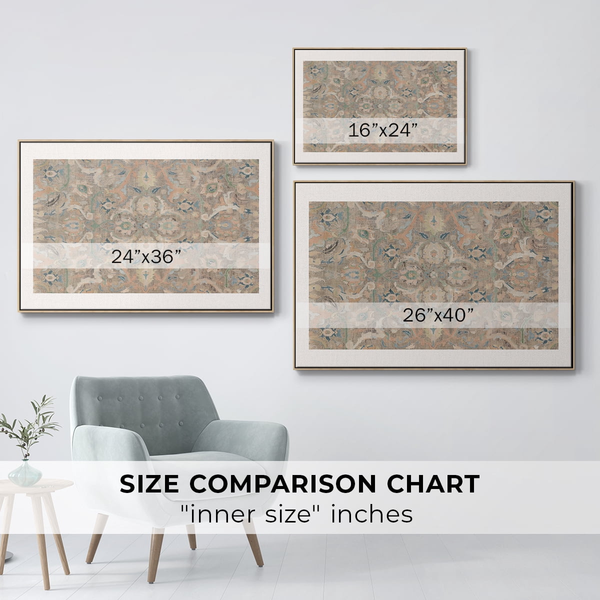 Vintage Abstract Print-II Framed in Natural Wood Wood Gallery Wrapped Canvas 17 in. x 25 in.