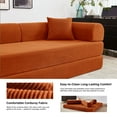 thumbnail image 2 of 5-in-1 Folding Convertible Sofa Bed, 79" Corduroy Floor Couch Futon, Pull-Out Sleeper Loveseat, Modular Boneless Sofa for Living Room & Bedroom, Orange, 2 of 6