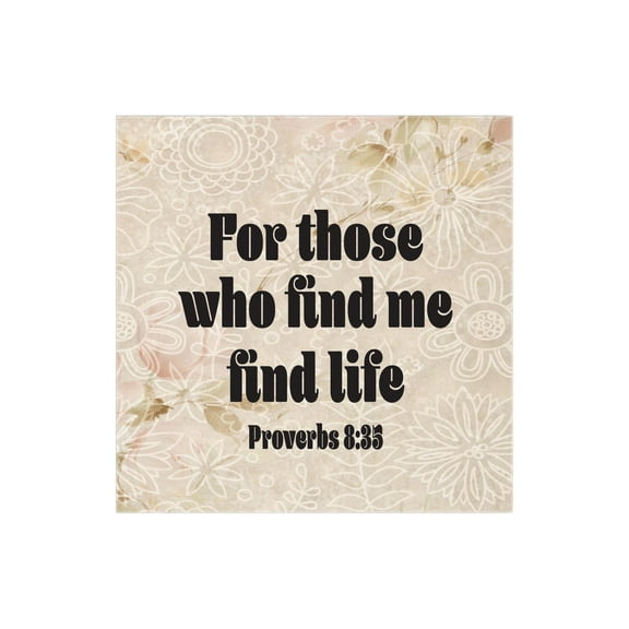 Find Me Find Life Bisque Floral 12 x 12 Wood Wall Sign Plaque