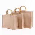 thumbnail image 3 of Bolsa De Compras De Yute Bolsa De Asa De Bambú Anticuada Bolsa De Regalo Natural Exquisita Para Compras De Yute Portátil Con Película Impermeable Para Tienda De Telas De Panadería Advancent HA026771-01, 3 of 5