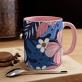thumbnail image 5 of BeABetterHumanStore 11fl oz Pink Cool Floral Latte Ceramic Coffee Mugs Designer Cups Gift, 5 of 6