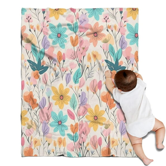 Pioneer Flower Blanket,Comfortable Soft Flannel Throw Blanket,All Season,Warm Lightweight Blankets for Sofa Bed Couch Living Room Chair,30"x40"(80x100cm)