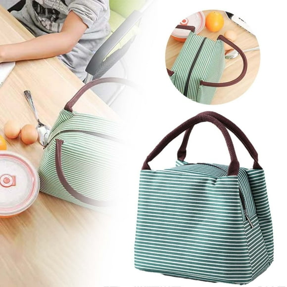 Green Striped Lunch Bag Womail Insulated Lunch Bag for Women Compact Reusable Tote Cooler Bag Lunch Pail, Dusknt Bento Case, Lunch Bag Clearance Sale! 1* Lunch Bag