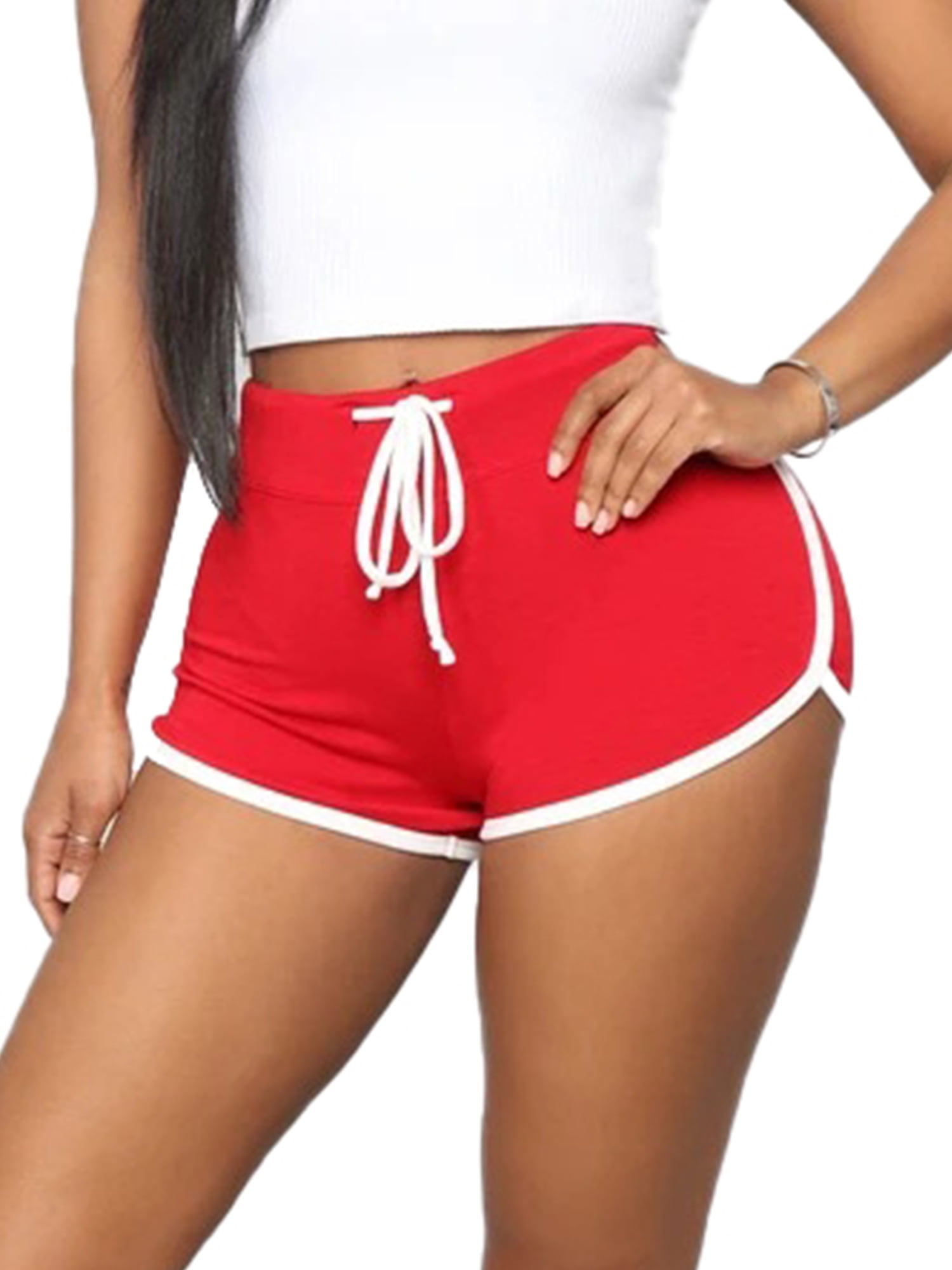 Women 4 Cotton Blend Shorts Comfy Solid Color Workout Shorts Elastic Waist Running Shorts Hot Pants with Pockets Sports & Outdoors