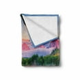 thumbnail image 2 of Wyoming Soft Flannel Fleece Throw Blanket, Colorful Sunrise on Calm Water of Snake River with Tone Peaks and Clouds, Cozy Plush for Indoor and Outdoor Use, 50" x 70", Multicolor, by Ambesonne, 2 of 6