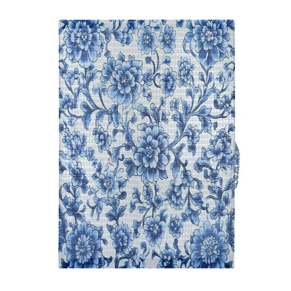 Blue and White Porcelain Door Curtain 25x40in Privacy Mesh with UV Protection Tie Back Rod Pockets
